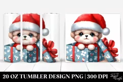 Cute Baby Bichpoo with Santa Hat PNG Product Image 1