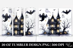 Watercolor Funny Halloween Haunted House 20 Oz Tumbler Product Image 1