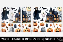Watercolor Funny Halloween Haunted House 20 Oz Tumbler Product Image 1