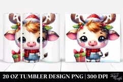 Baby Cow with Reindeer Horns PNG Product Image 1