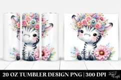 Cartoon Zebra with Flower Crown | 20 oz Tumbler Product Image 1