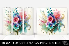 20 Oz Tumbler Sublimation | Colorful Delphinium with Floral Product Image 1