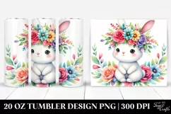 Watercolor Cute Bunny 20 Oz Tumbler Product Image 1