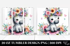 Cartoon Zebra Sitting on Flower, Transparent 20 Oz Tumbler Product Image 1