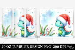 Vibrant Dinosaur with Santa Hat 20 Oz Tumbler Product Image 1
