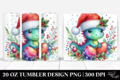 Vibrant Dinosaur with Santa Hat 20 Oz Tumbler Product Image 1