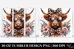 Elegant Highland Cow with Flowers, Transparent 20 Oz Tumbler Product Image 1