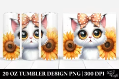 Big Eyes White Cat Watercolor | 20 Oz Tumbler Product Image 1