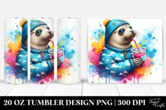 Colorful Seal Drinking | 20 oz Tumbler Product Image 1