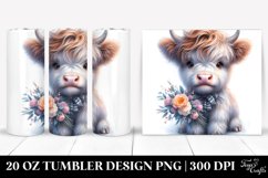 Baby Highland Cow in Jeans, Sublimation Clipart Product Image 1