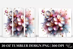 20 Oz Tumbler Sublimation | Abstract Cherry Blossom | Product Image 1