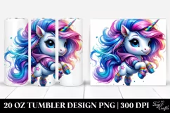 Cute Unicorn Jumping with Cool Haircut, Transparent 20 Oz Product Image 1
