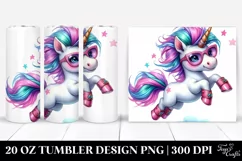 Vibrant Baby Unicorn Jumping Around, Transparent 20 Oz Product Image 1