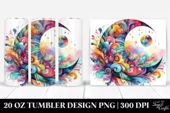 Vibrant Watercolor Half Moon Drawing | 20 oz Tumbler Product Image 1