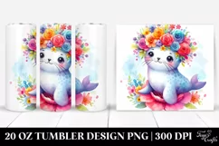 Cartoon Seal Flower Tumbler Product Image 1