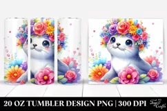 Cartoon Seal Flower Tumbler Product Image 1