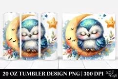 Cute Baby Owl Sleeping Under Stars, Transparent 20 Oz Product Image 1
