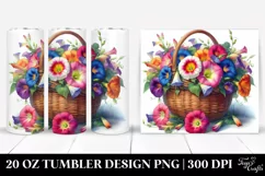 20 Oz Tumbler Sublimation | Vibrant Watercolor Basket | Product Image 1