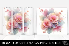Abstract Watercolor Shiny Begonia, High-Res 20 Oz Tumbler Product Image 1