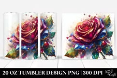 Detailed Shiny Rose Watercolor Splash | 20 Oz Tumbler Product Image 1