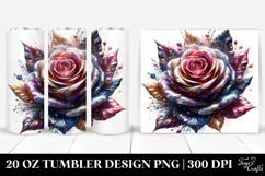 Detailed Shiny Rose Watercolor Splash | 20 Oz Tumbler Product Image 1