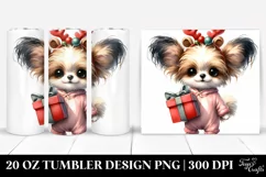 Crazy Baby Papillon with Reindeer Horns, PNG Product Image 1