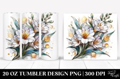 Detailed Stained Freesia Watercolor Splash | 20 Oz Tumbler Product Image 1