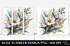 Detailed Stained Freesia Watercolor Splash | 20 Oz Tumbler Product Image 1