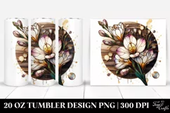 Detailed Stained Freesia Watercolor Splash | 20 Oz Tumbler Product Image 1