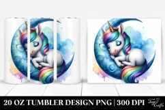 Baby Unicorn Napping Moon. 20 oz Tumbler Design Product Image 1