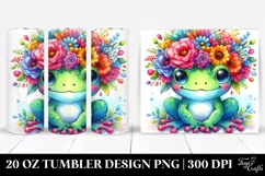 Baby Frog with Floral Crown, Transparent 20 Oz Tumbler Product Image 1
