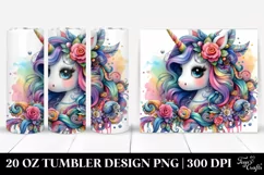 Watercolor Unicorn in the Style of | 20 oz Tumbler Product Image 1