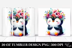 Cute Penguin with Flower Crown | 20 oz Tumbler Product Image 1