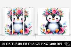 Cute Penguin with Flower Crown | 20 oz Tumbler Product Image 1
