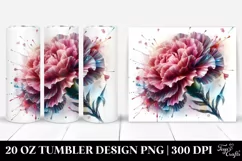 20 Oz Tumbler Sublimation | Shiny Watercolor Carnation | Product Image 1