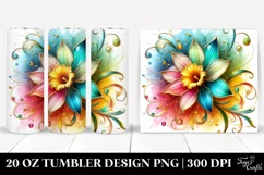 20 Oz Tumbler Sublimation | Colorful Daffodil | Watercolor Product Image 1