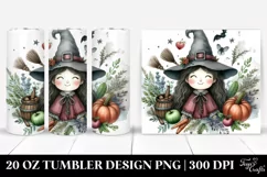 Vintage Funny Witch Watercolor Image | 20 oz Tumbler Product Image 1