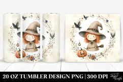 Vintage Funny Witch Watercolor Image | 20 oz Tumbler Product Image 1