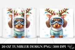 a cute Dachshund in Winter Watercolor Clipart Product Image 1