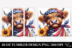 Confused Highland Cow in USA Bandana | 20 oz Tumbler Product Image 1
