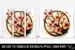 Wooden Small Stained Cherry Blossom | 20 Oz Tumbler Product Image 1