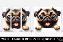 Cute Crazy Looking Pug Watercolor | 20 Oz Tumbler Product Image 1