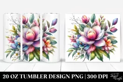 20 Oz Tumbler Sublimation | Vibrant Watercolor Bouquet | Product Image 1