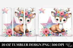 Watercolor Deer with Flower Crown 20 Oz Tumbler Product Image 1