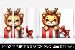 cute Lion in Winter Watercolor Clipart Product Image 1