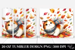 Colorful Cat Tumbling with Autumn Leaves | 20 oz Tumbler Product Image 1
