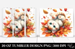 Colorful Cat Tumbling with Autumn Leaves | 20 oz Tumbler Product Image 1
