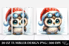 Expressive Baby Owl with Santa Hat, PNG Product Image 1