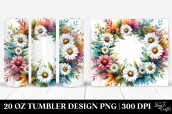 Vibrant Abstract Whreath with Daisy | 20 oz Tumbler Product Image 1