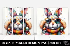 Quirky Rabbit Portrait with Sunglasses | 20 oz Tumbler Product Image 1